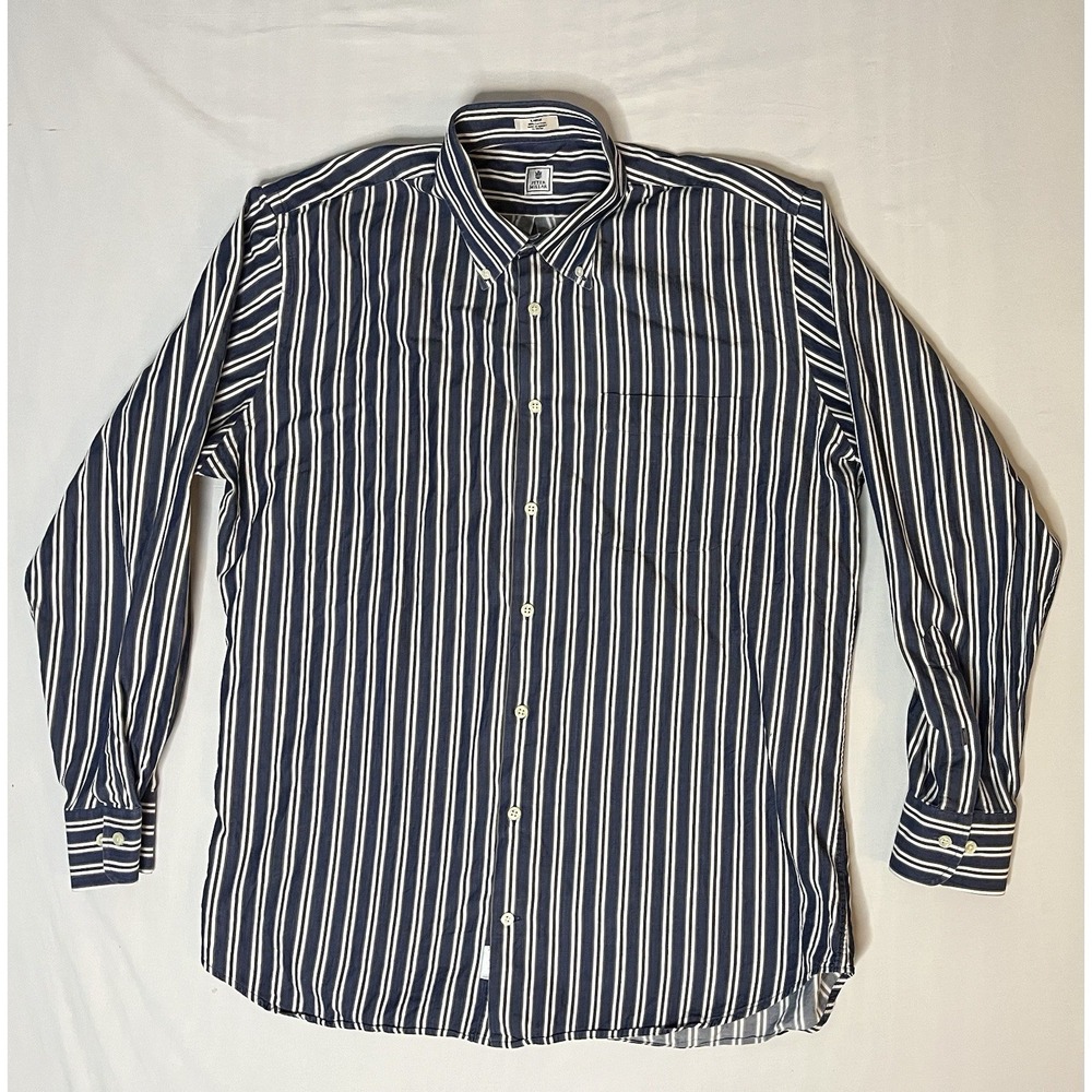 Peter Millar Oxford Dress Shirt Men's Size Large Stripes Long Sleeve Button Up